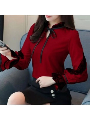 Baju Korea Blouse Thalia Maroon Ff