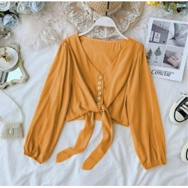 Baju Korea Top Caroline Oz Mustard