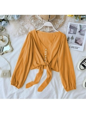 Baju Korea Top Caroline Oz Mustard