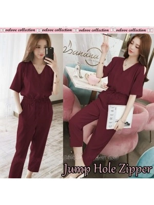 Baju Korea Jumper Hole Zipper Vl Maroon