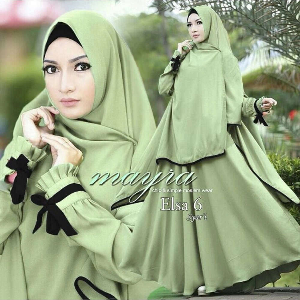 Baju Korea Hj Maxi Elsa Ks Light Green Baju Korea Hj Maxi Elsa Ks Light Green