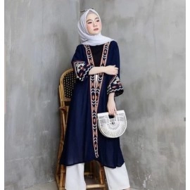 Baju Korea Cardi Ethnic Dorothy Ra Navy
