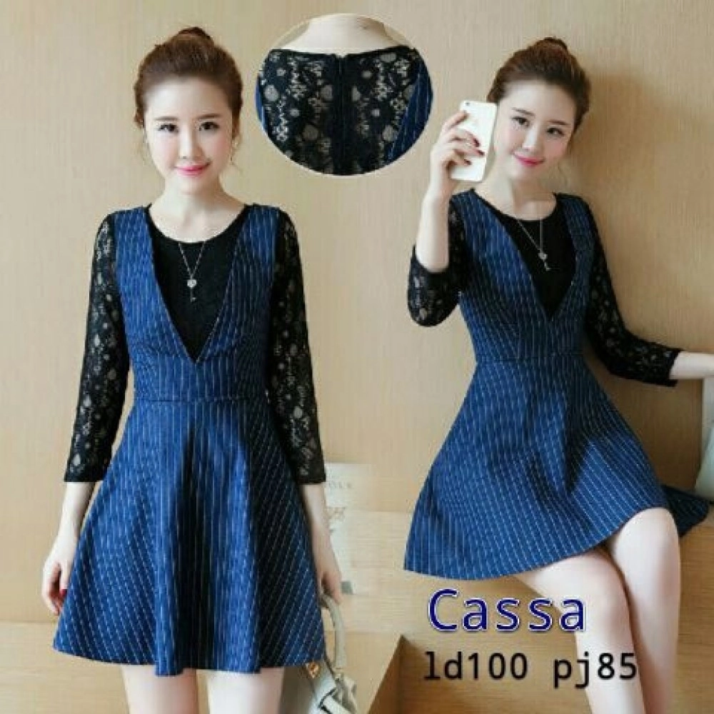 Baju Korea Drs Cassaro Navy Baju Korea Drs Cassaro Navy