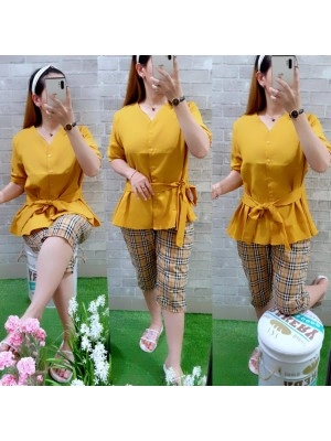 Baju Wanita St Beri Ribbon Hn Mustard
