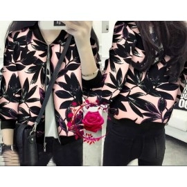 Baju Korea Jkt Bomber Leaf Mb Pink
