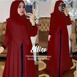 Baju Wanita Hj Syari Elisa Ra Maroon