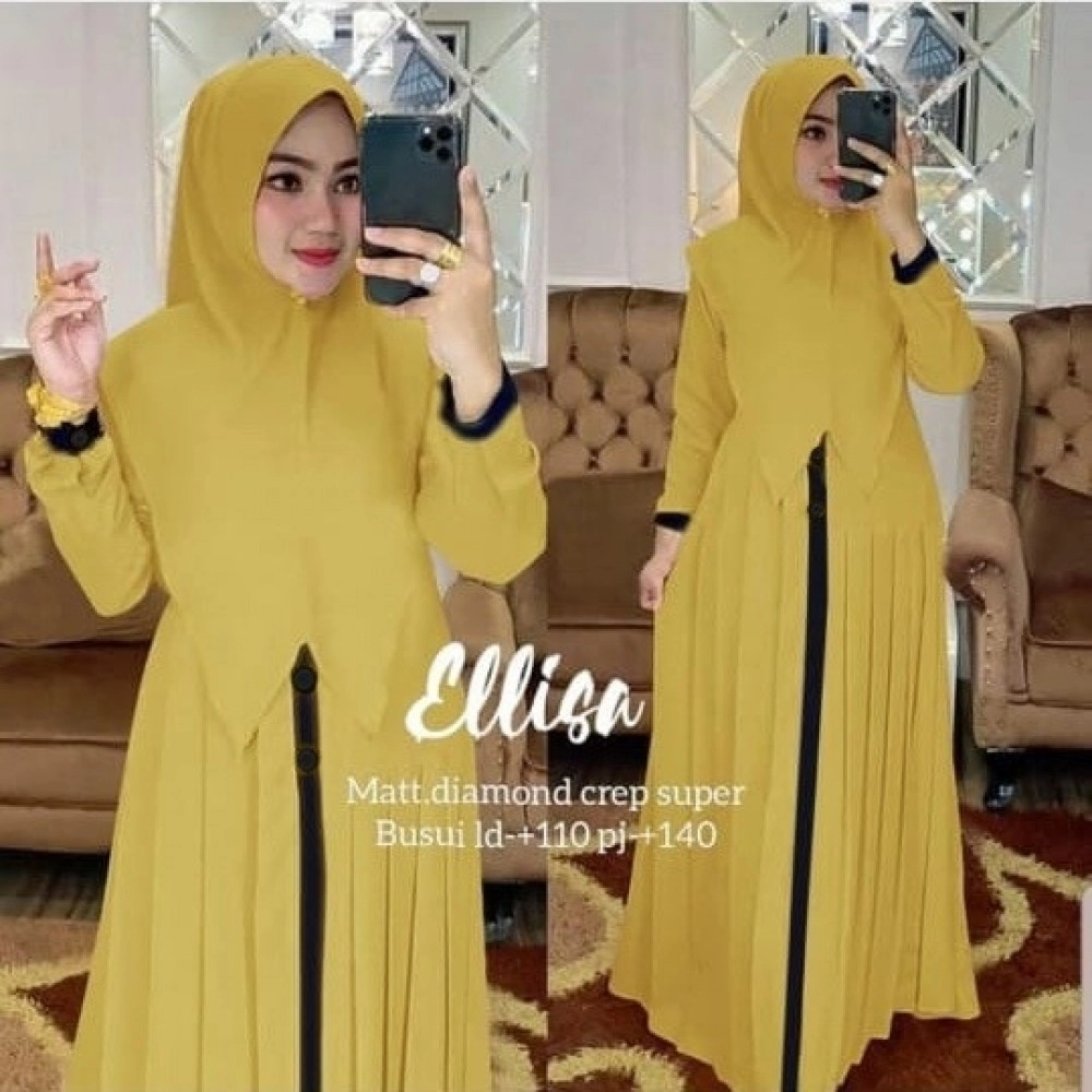 Baju Wanita Hj Syari Elisa Ra Mustard Baju Wanita Hj Syari Elisa Ra Mustard