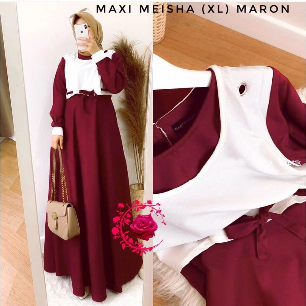 Baju Korea Hj Maxi Meisha Mb Maroon