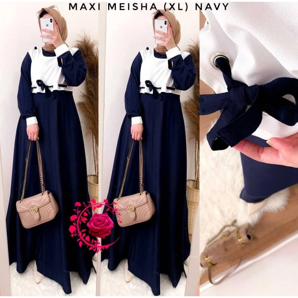 Baju Korea Hj Maxi Meisha Mb Navy