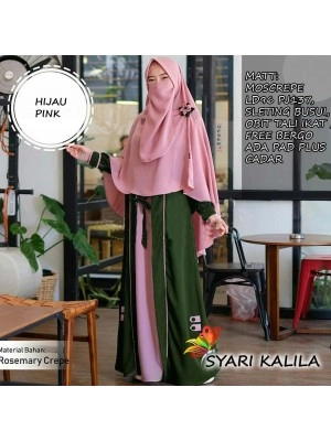 Baju Korea Hj Syari Kalila Jc Hijau Pink
