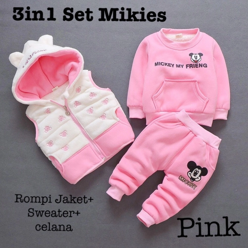 Baju Anak Kd St 3In1 Mikiesks Pink