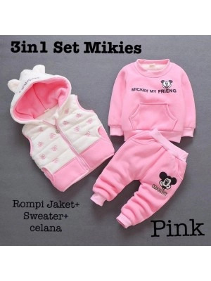 Baju Anak Kd St 3In1 Mikiesks Pink