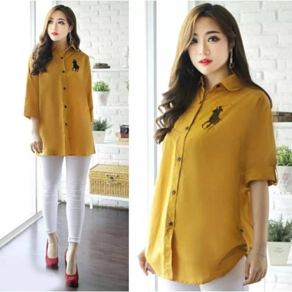 Baju Korea Kmj Polo Bordir Sm Mustard