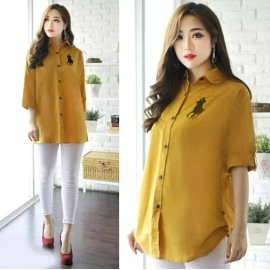 Baju Korea Kmj Polo Bordir Sm Mustard