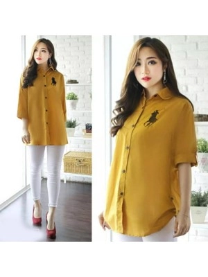 Baju Korea Kmj Polo Bordir Sm Mustard