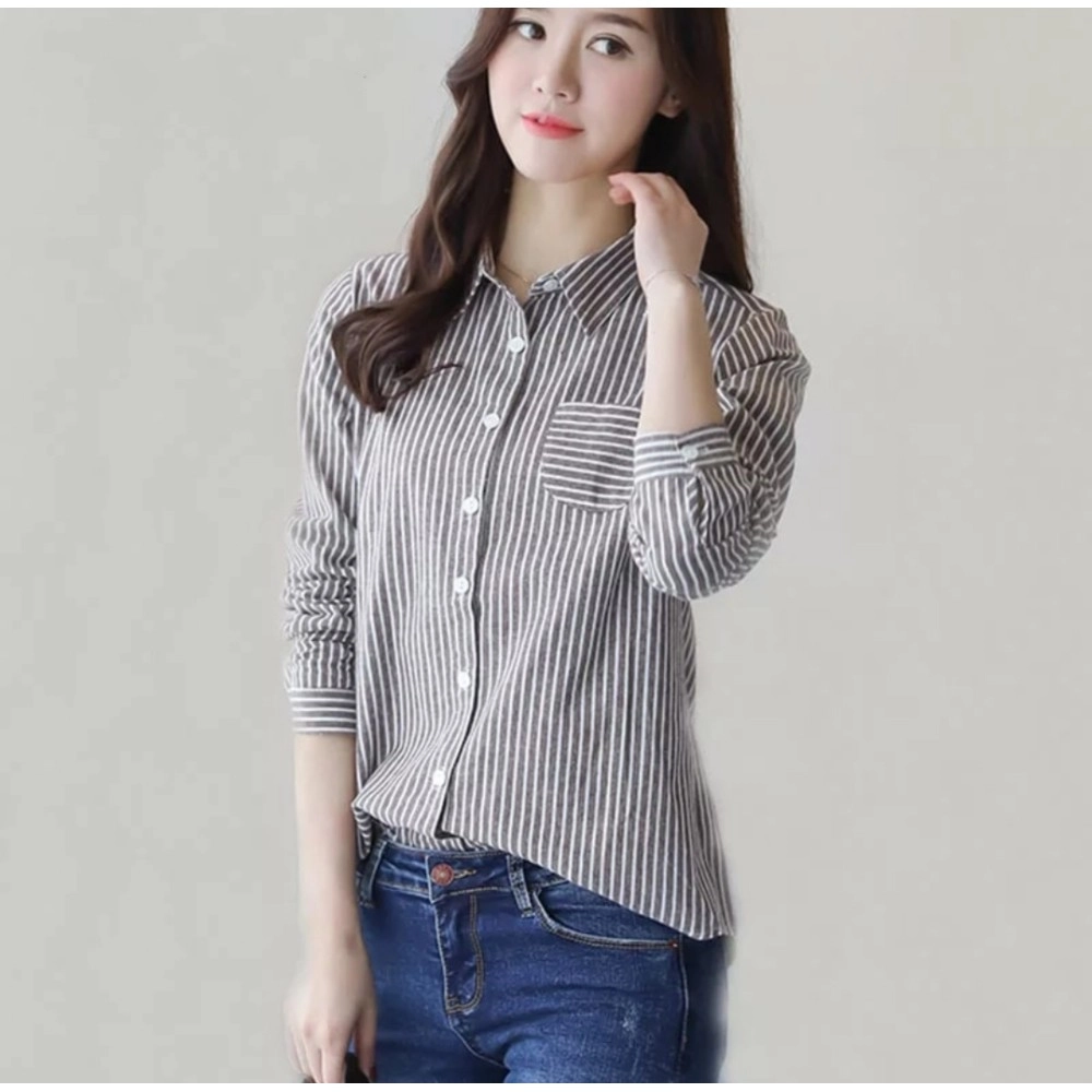 Baju Korea Kmj Marisaro Stripe Black