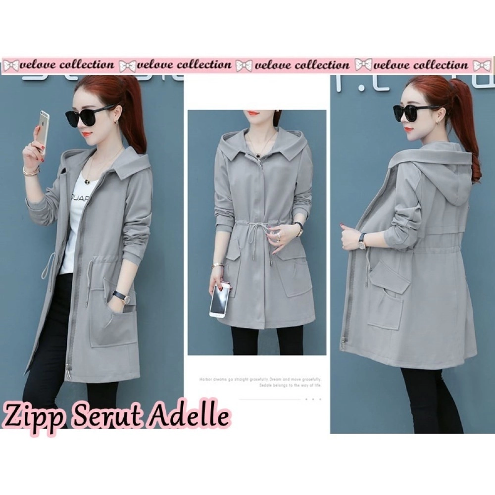 Baju Korea Coat Zipper Adelle Vl Abu