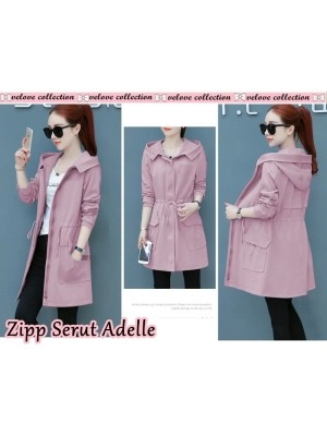 Baju Korea Coat Zipper Adelle Vl Dusty