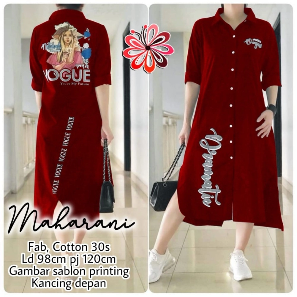 Baju Korea Tunik Maharani Us Maroon