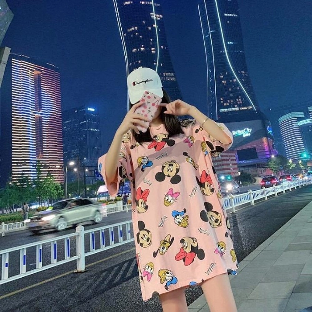 Baju Wanita Jumbo Top Tshirt Minnie Ks Pink