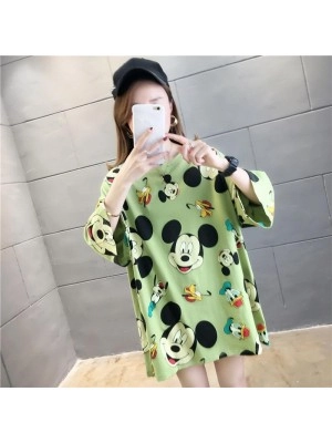 Baju Wanita Jumbo Top Big Mickey Ks Hijau