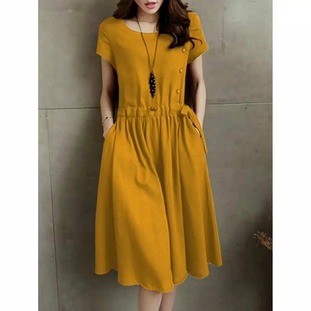 Baju Korea Drs Elfie Hs Mustard Baju Korea Drs Elfie Hs Mustard