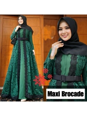 Baju Korea Hj Maxi Brocade Vs Ijo