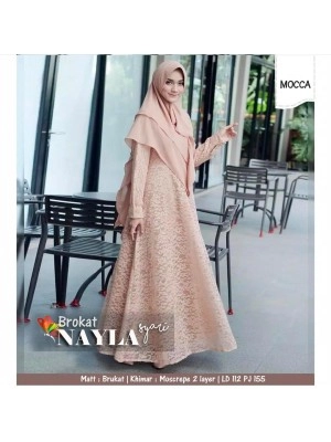 Baju Korea Hj Syari Nayla Brukat Jc Mocca
