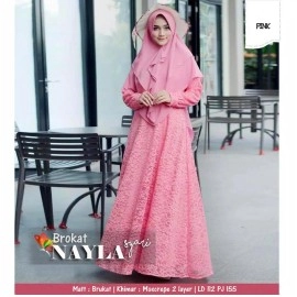 Baju Korea Hj Syari Nayla Brukat Jc Pink