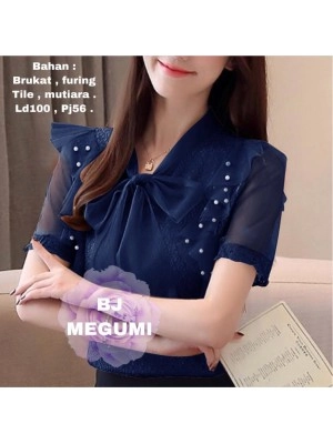 Baju Korea Top Megumi Rd Navy