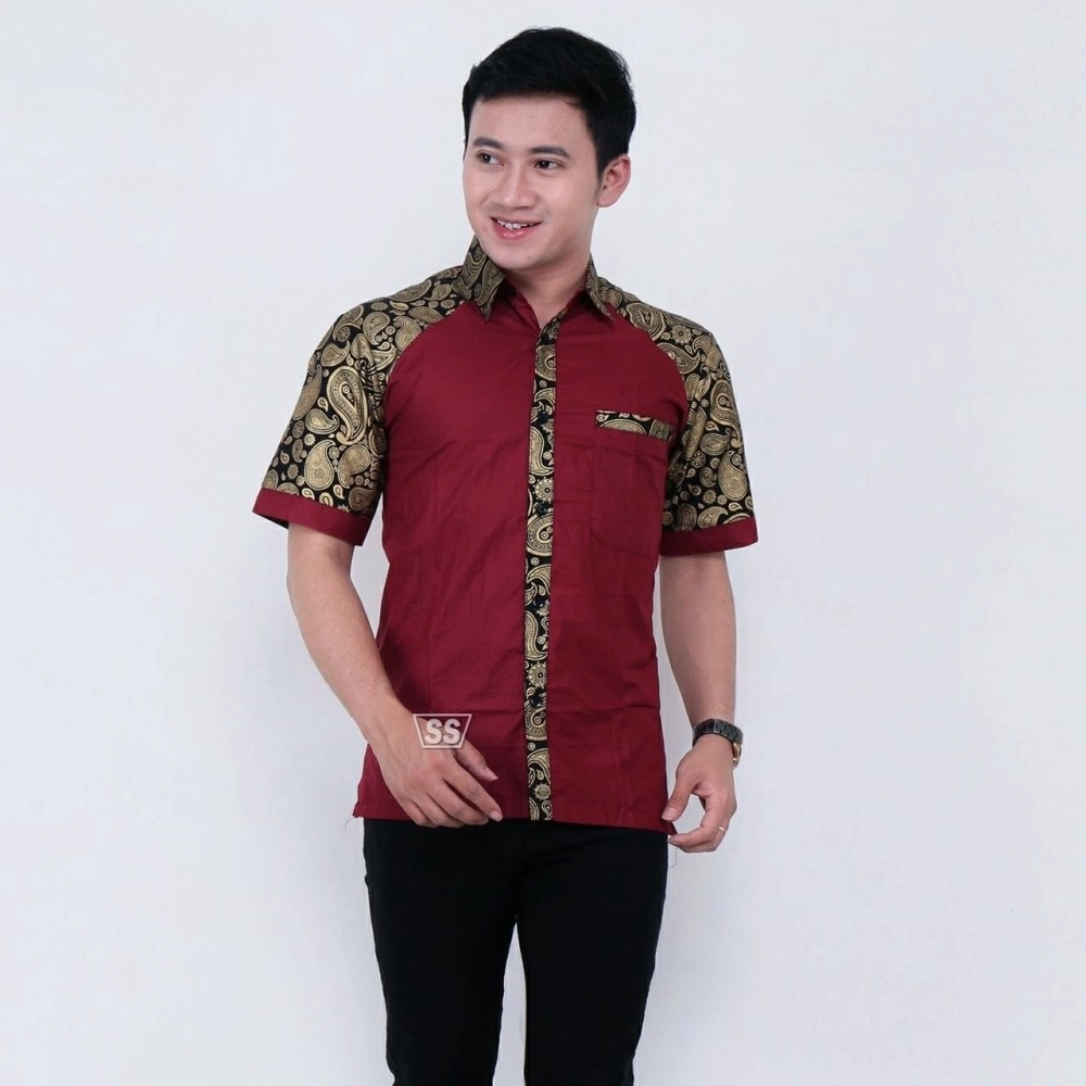 Baju Pria Kmj Man Batik Huat To Maroon Baju Pria Kmj Man Batik Huat To Maroon