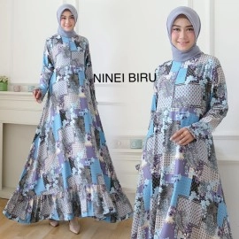 Baju Korea Hj Maxi Ninei On Biru