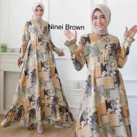 Baju Korea Hj Maxi Ninei On Brown