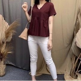 Baju Korea Blouse Yurisa Oz Maroon