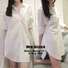 Baju Korea Hem Jessica Ms Putih
