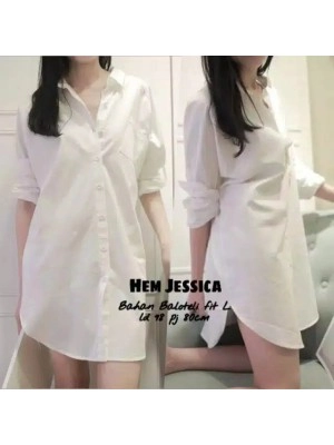 Baju Korea Hem Jessica Ms Putih