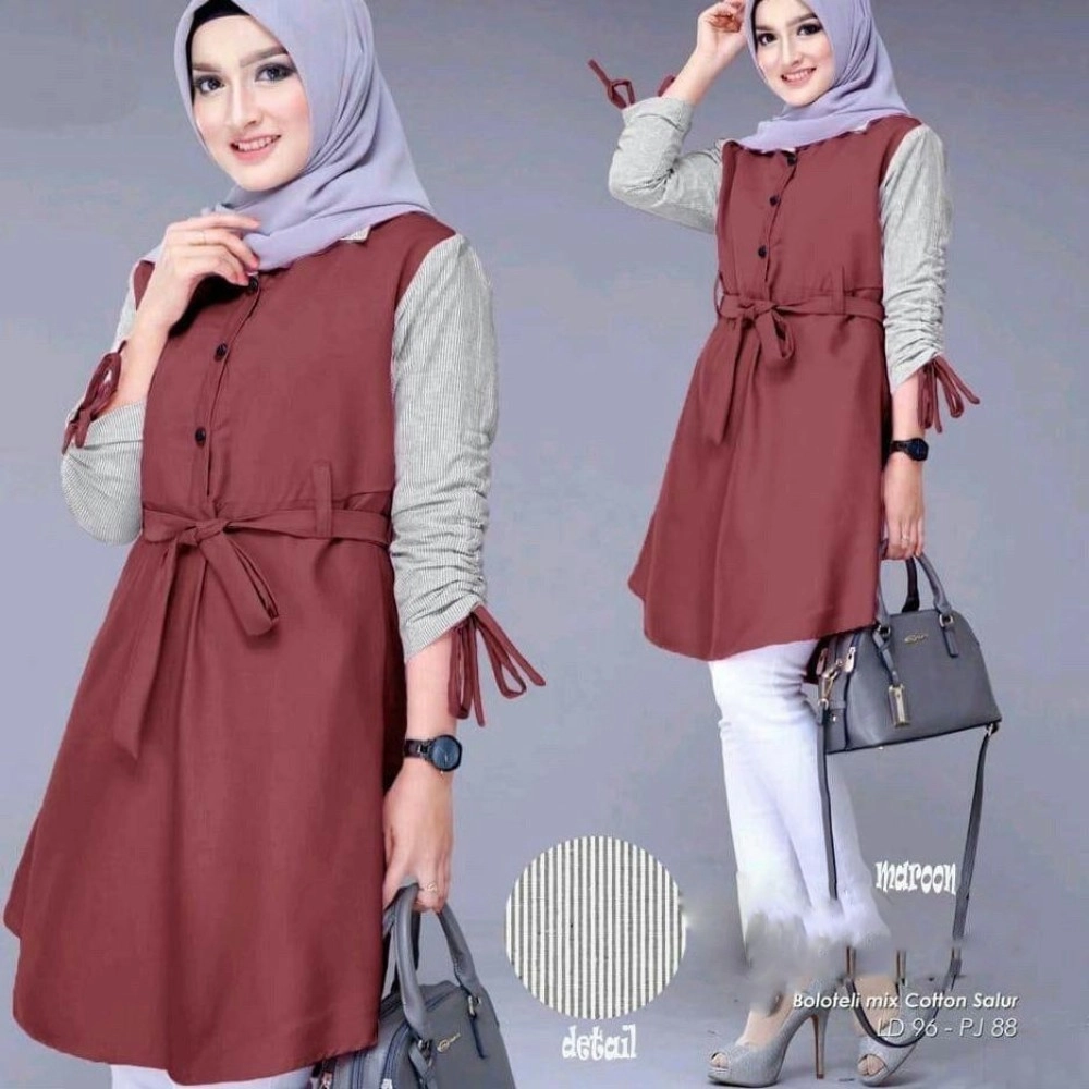 Baju Korea Tunik Denara Sf Maroon