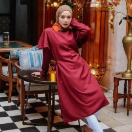 Baju Korea Tunik Adara Mg Maroon