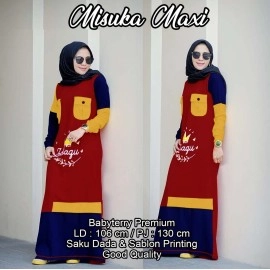 Baju Korea Hj Maxi Musika Us Maroon
