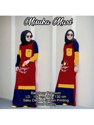 Baju Korea Hj Maxi Musika Us Maroon