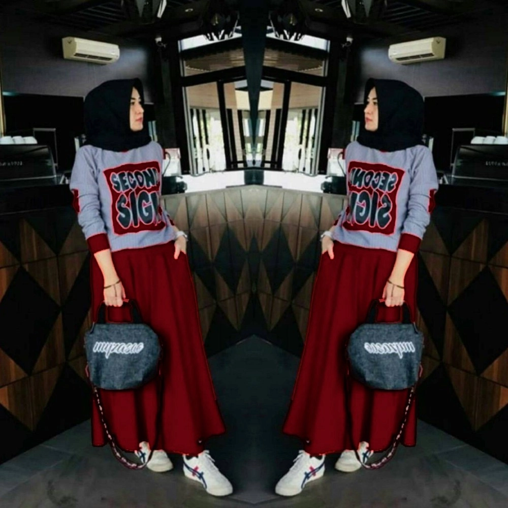 Baju Korea St Sign Ff Maroon