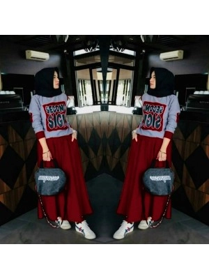 Baju Korea St Sign Ff Maroon