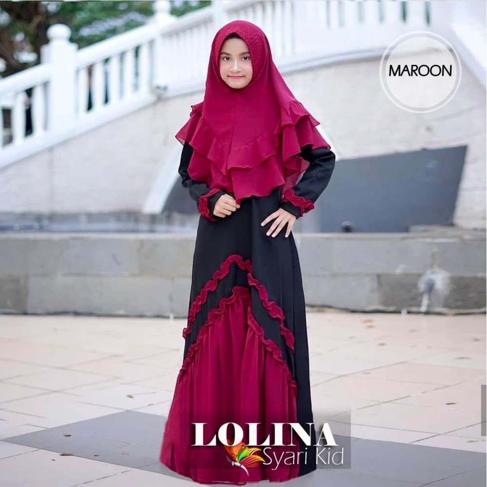 Baju Anak Kd Hj Syari Lolina Jc Maroon Baju Anak Kd Hj Syari Lolina Jc Maroon