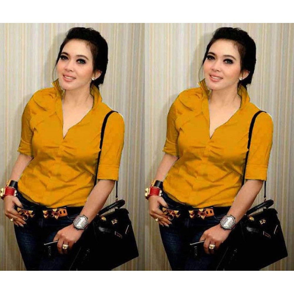 Baju Korea Kmj Syahrini Sm Mustard