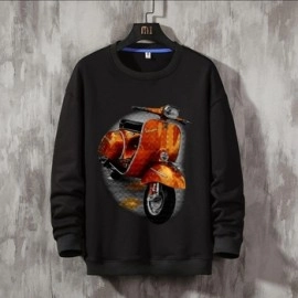Baju Pria Top Baju Sweater Vespa Cs Hitam