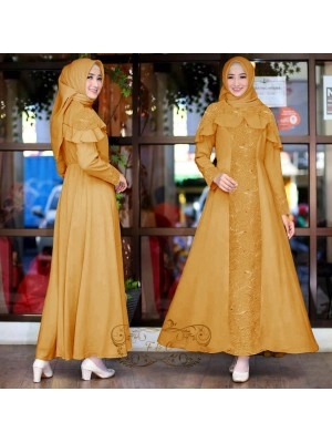 Baju Korea Hj Maxi Fortune Moscrep Ff Mustard
