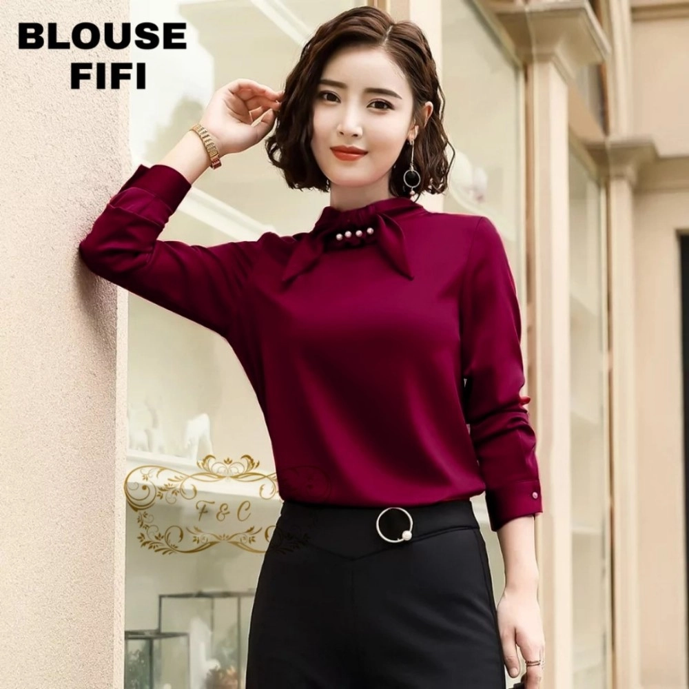 Baju Korea Top Fifi Ff Maroon