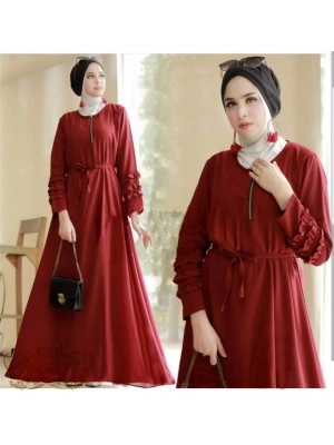 Baju Korea Hj Maxi Burliam Ff Maroon