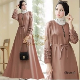 Baju Korea Hj Maxi Burliam Ff Mocca