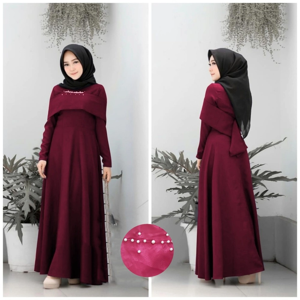 Baju Korea Hj Maxi Sandra Ra Maroon Baju Korea Hj Maxi Sandra Ra Maroon